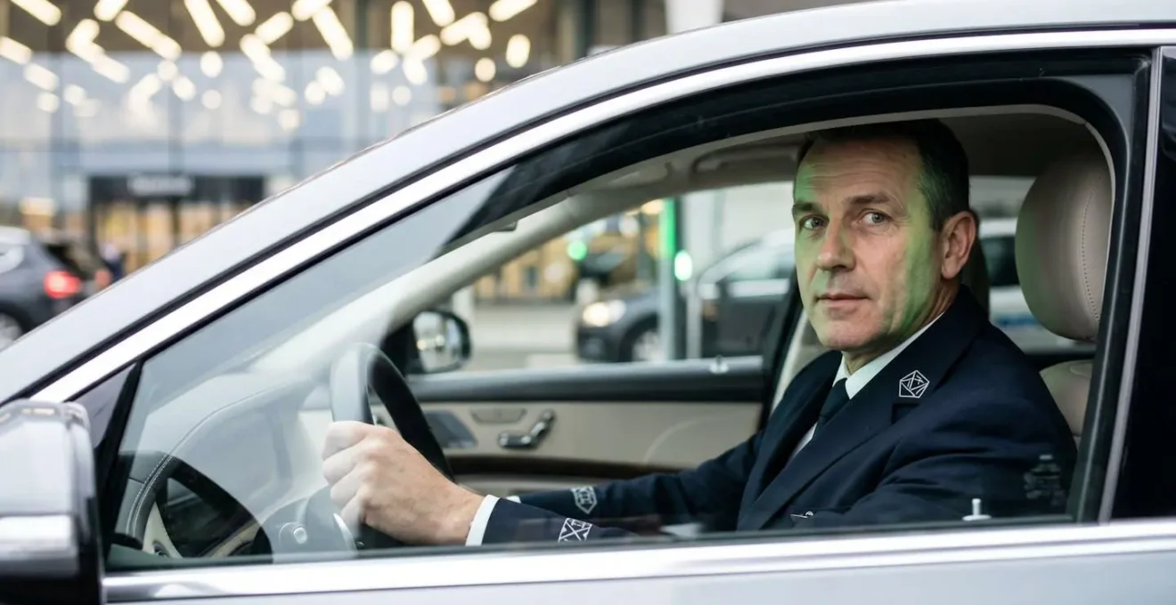 Chauffeur receiving visual signal from spotter