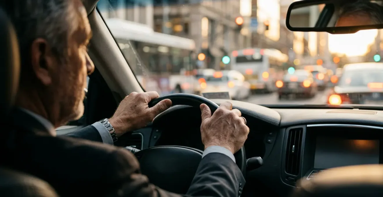 Professional driver navigating London traffic with strategic route planning