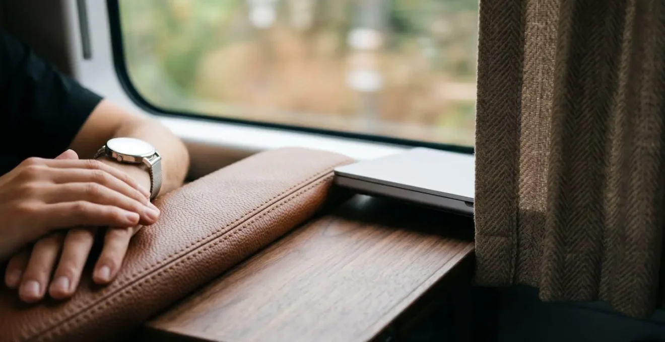 Professional working environment inside luxury chauffeur vehicle