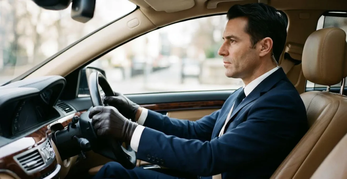 Professional chauffeur maintaining discrete presence